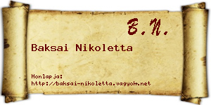 Baksai Nikoletta névjegykártya