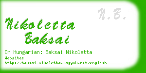 nikoletta baksai business card